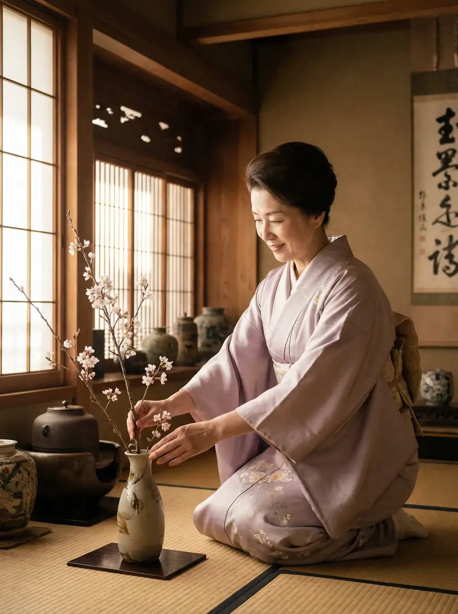 一位优雅的 啦啦啦高清视频在线播放6 在和室中插花